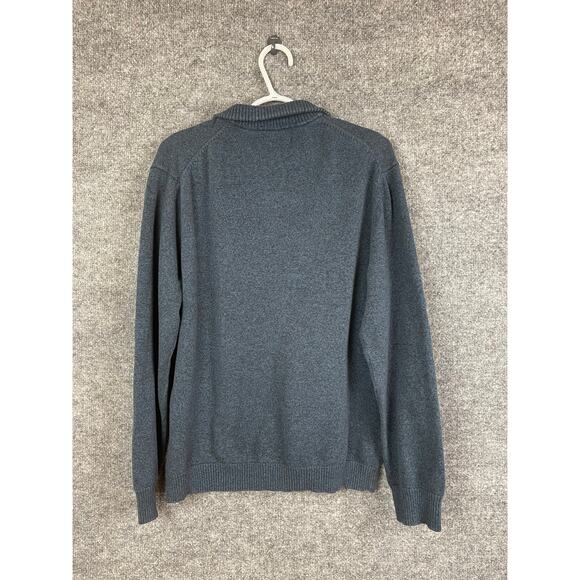 Perry Ellis Sweater Men's Large Blue Gray Pullover Quarter Zip - Picture 4 of 6